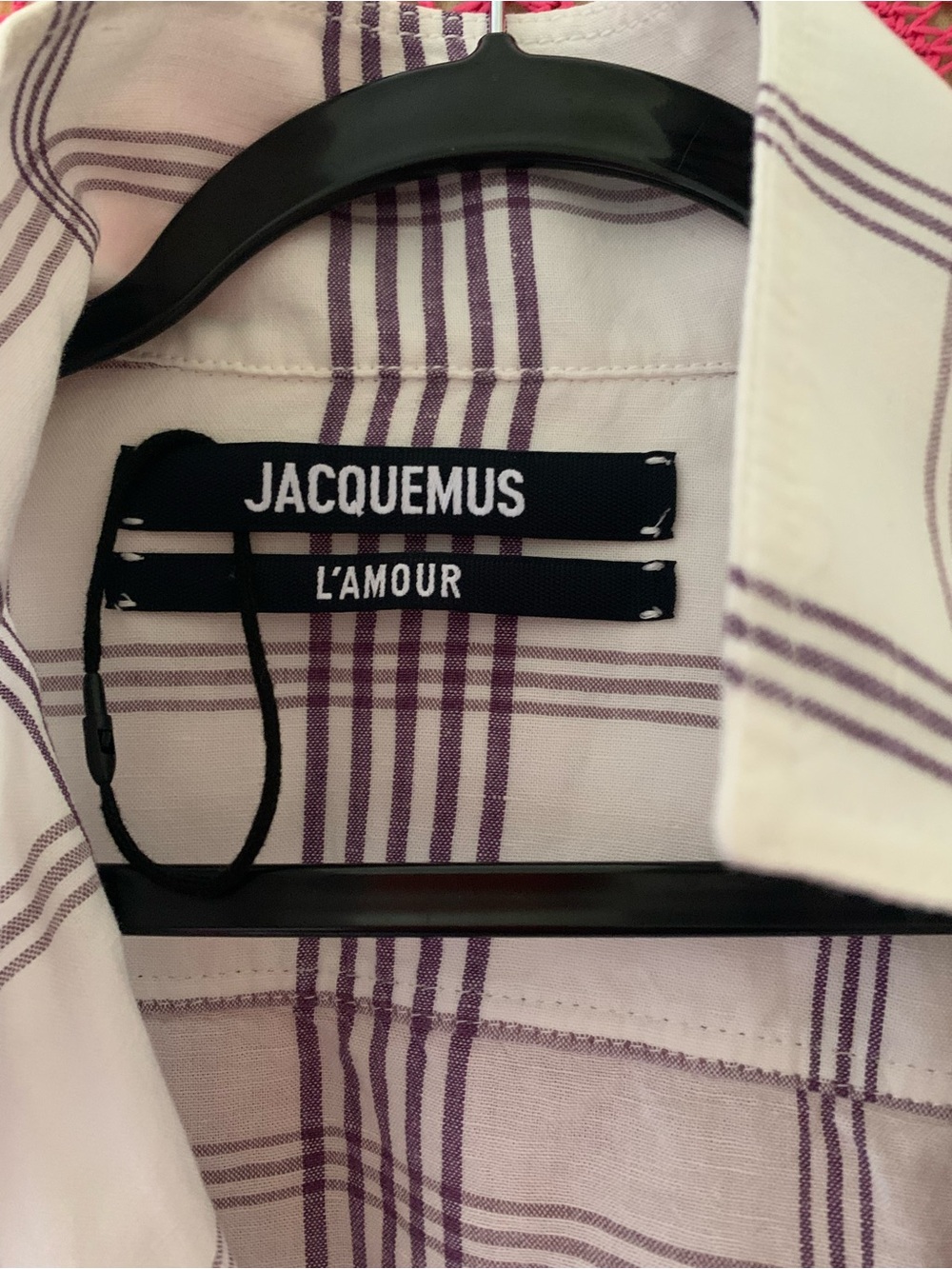 Jacquemus White Shirt with Purple Plaid Detailing